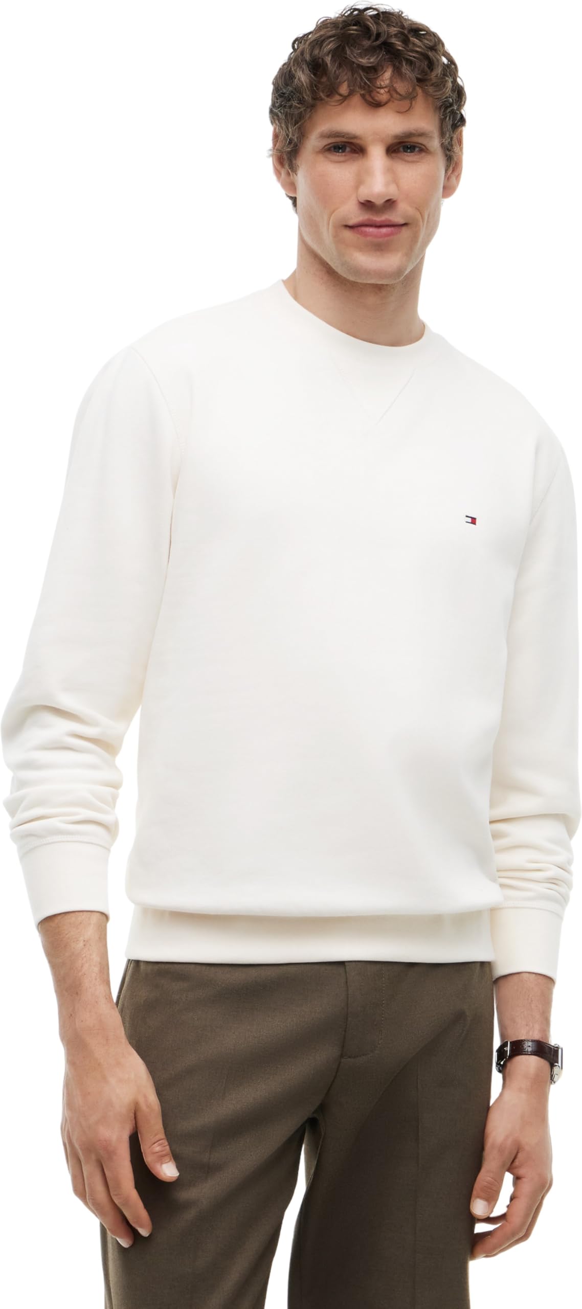 Tommy Hilfiger Herren ESS Seasonal Fleece Crewneck Mw0mw40000 Pullover Sweatshirt, Elfenbeinfarbenes Blütenblatt, XXL