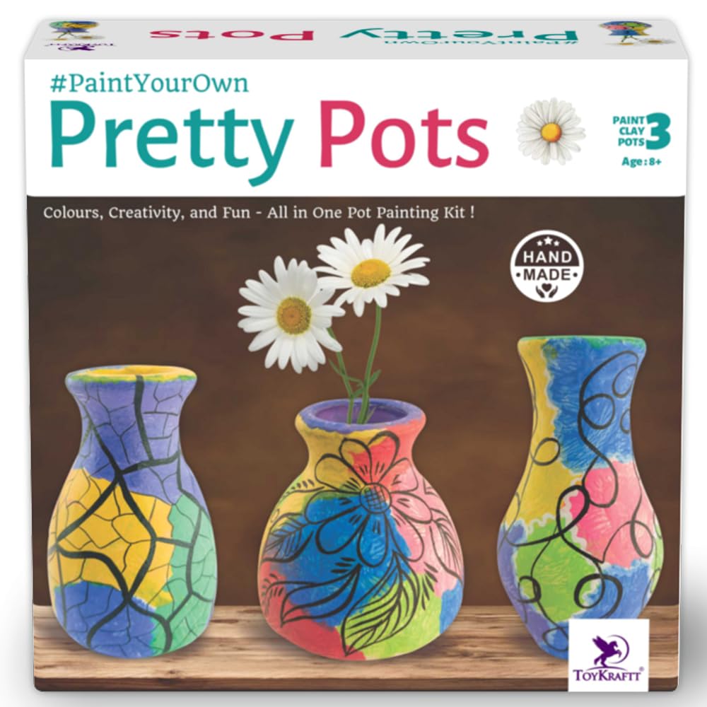Sponsored Ad - TOYKRAFTT Paint Your Own Art Kits for Kids 8 to 12 Year Old, Pot Painting Kit, Gifts for Girls Boys - Pretty Pots