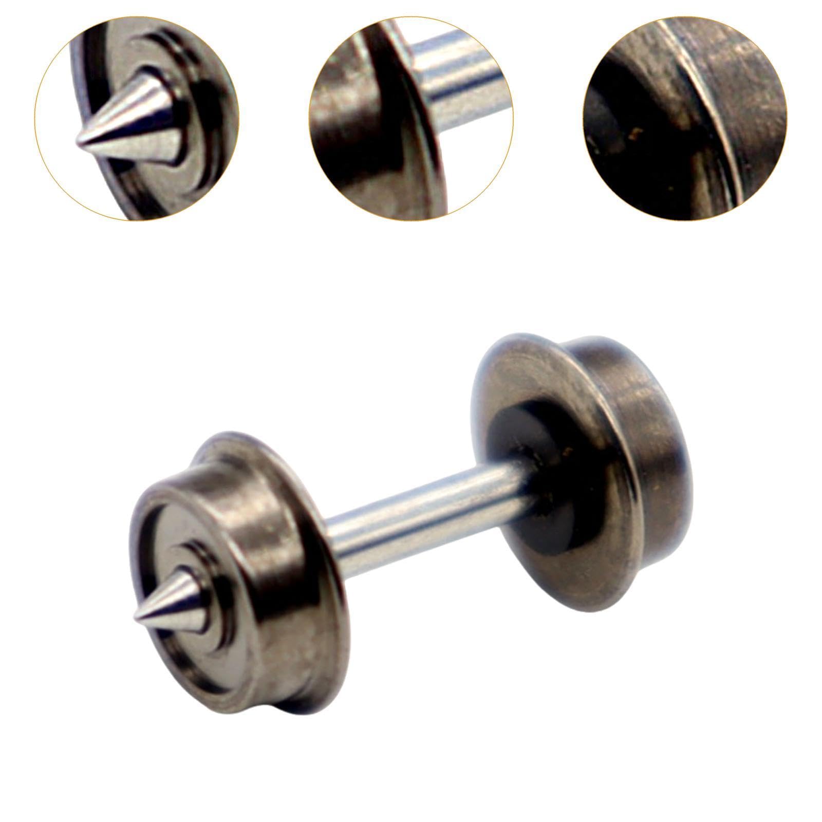 Colcolo Ruedas de Metal de 24 Piezas, Rueda de Escala n, Profesional, Parte de Repuesto, Hobby Trenes Eje de Metal de Accesorios para 1: 160 Trenes Modelo