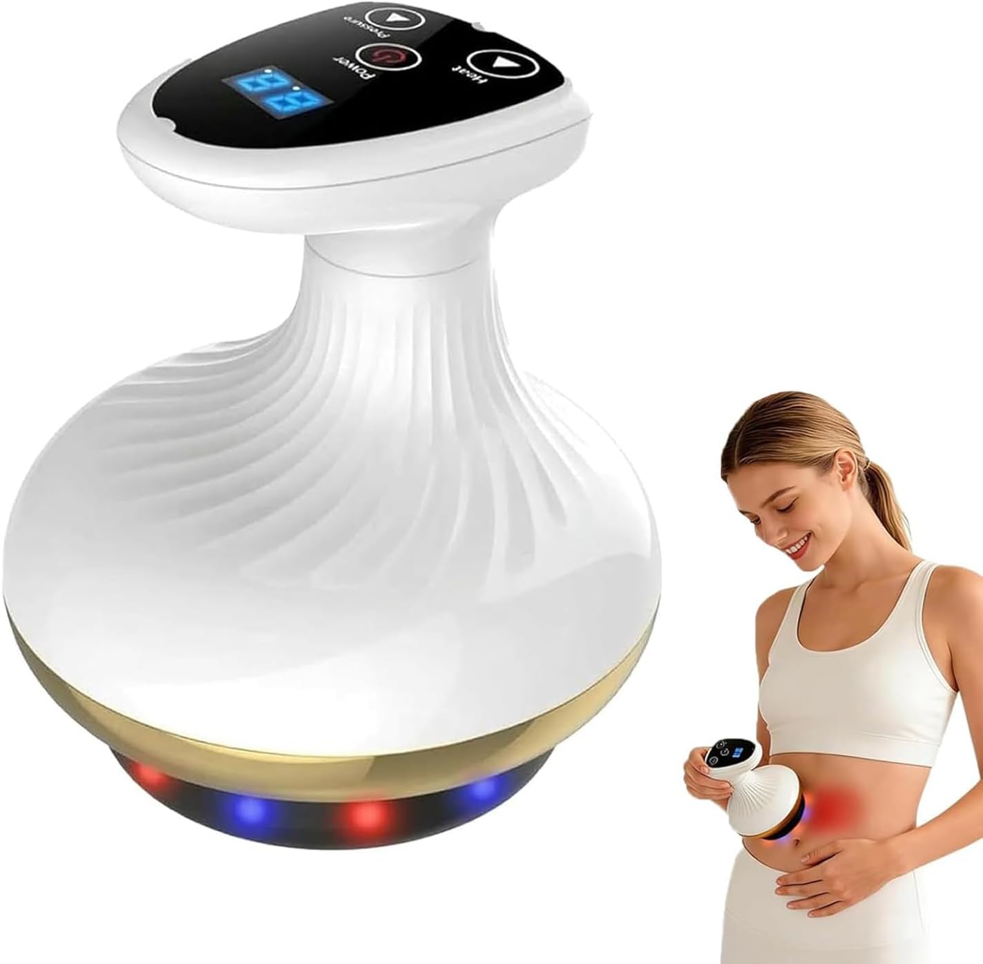 for Cellulite Remover,2-in-1 LED Light Therapy and Vibration Massager,9 Suction Levels&Heating,Handheld Massager,Rechargeable Helps Reduce Stretch Marks & Cellulite for Legs, Arms & Belly