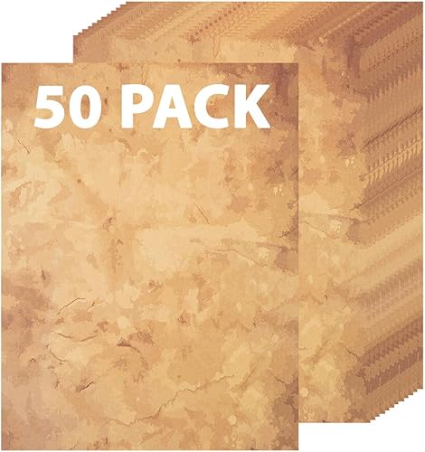 Vista 24 de Paquete de 50 papel clásico envejecido, papel estacionario vintage, uso para crear escritura, dibujo, bocetos, proyectos de pintura, apto