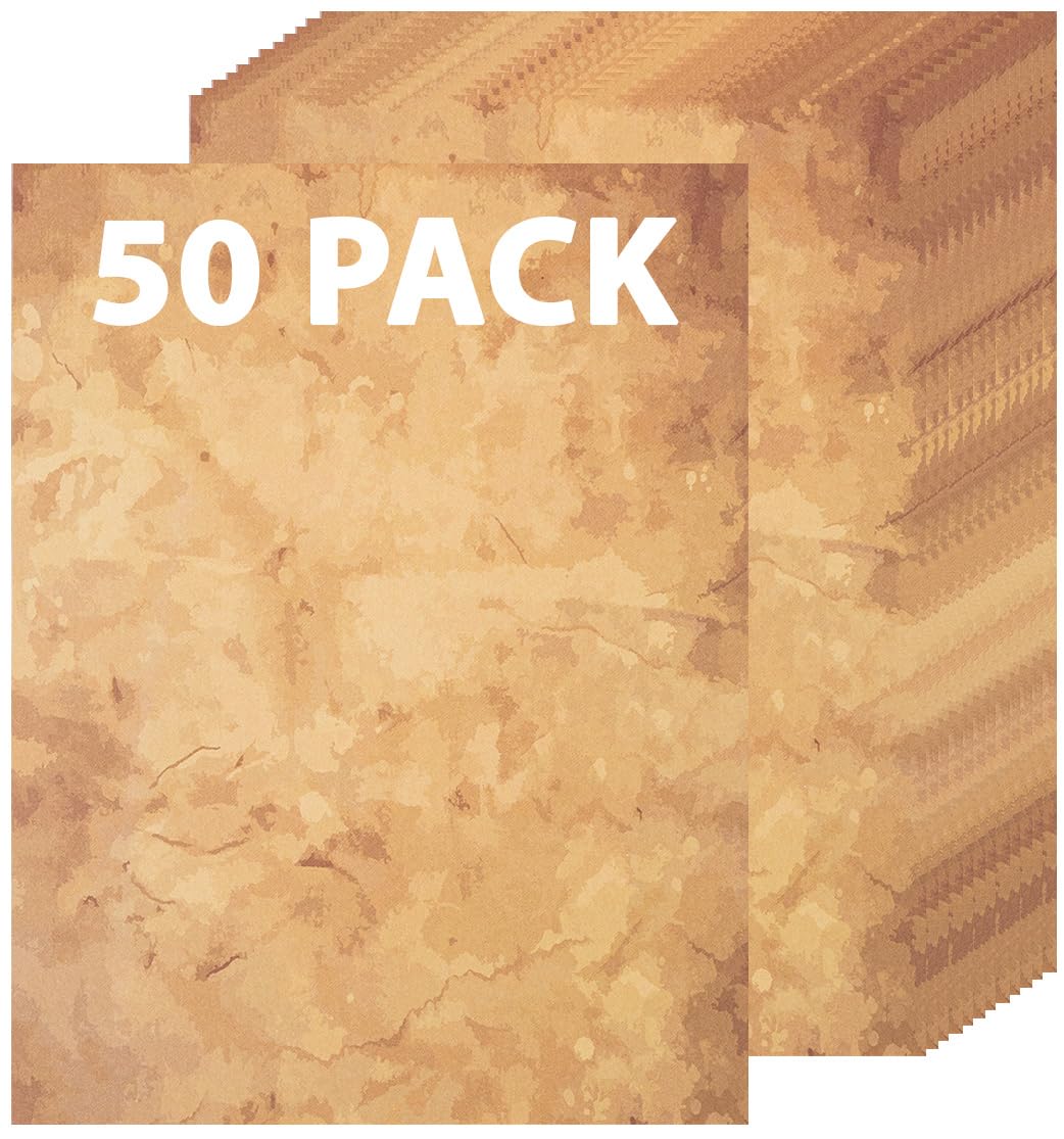50 Pack Decorative Vintage Paper | Vintage Stationary Paper | Use for Creating Vintage Letters, Timeless Writing, Drawing, Sketches | Ink Jet and