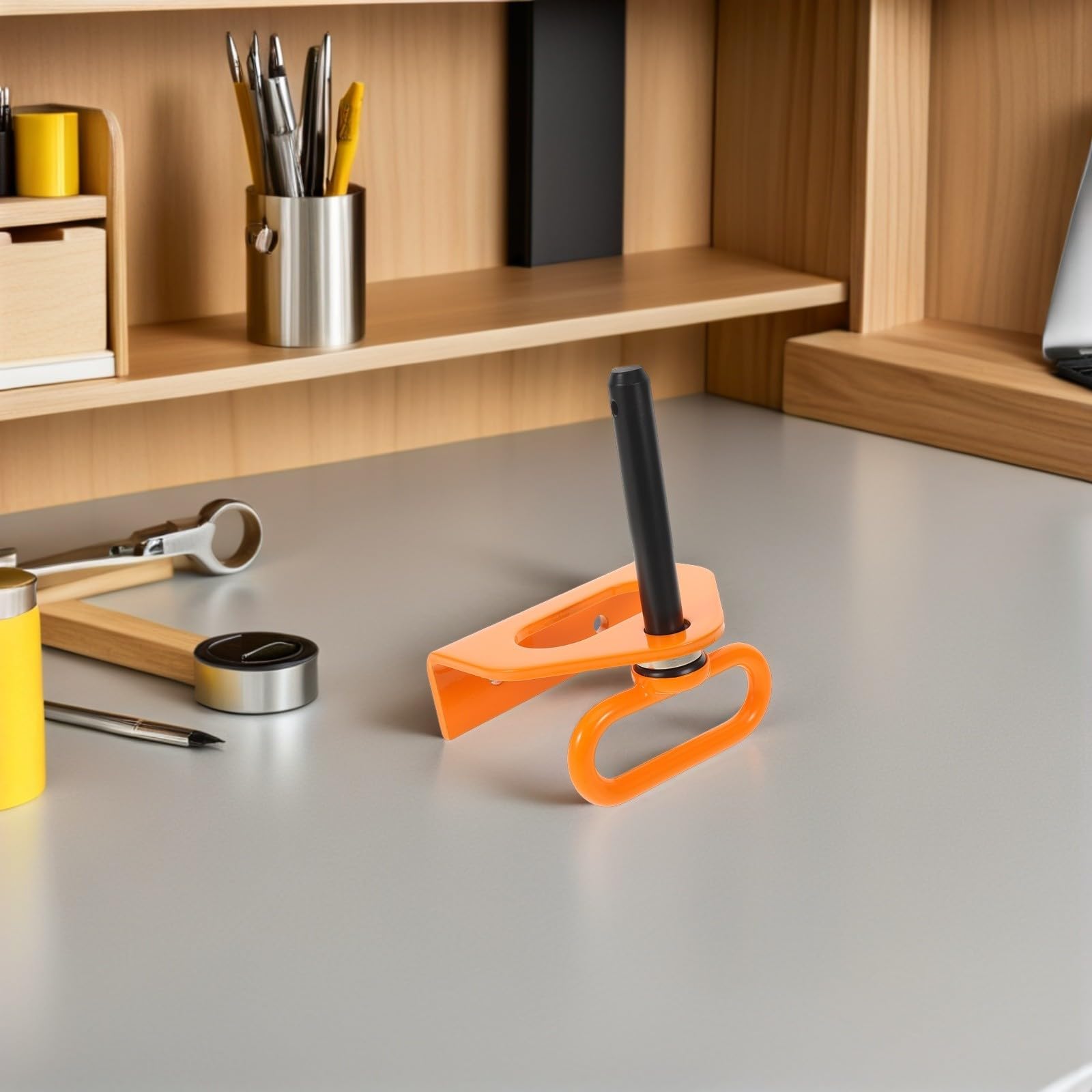 iplusmile Magnetischer Anhängerkupplungsbolzen aus Eisen Orange Gebogene Plattenstruktur Schnellverbindung und Sichere Befestigung für Rasenmäher Gartentraktoren und Anhänger
