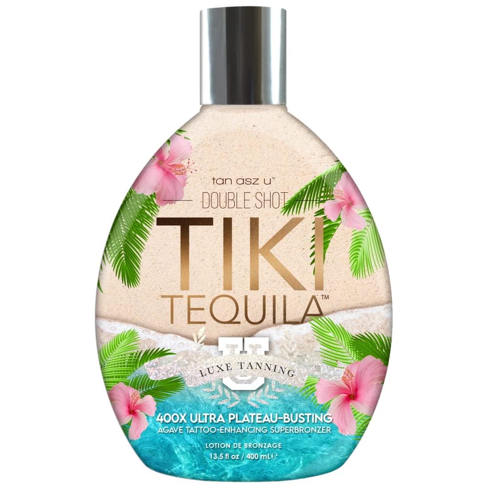Tiki Tequila 400X Double Shot Ultra Plateau-Busting Bronzer with Agave Extracts, Tattoo Enhancing Complex & Skin Conditioning Blend – 13.5 oz Superbronzer Lotion