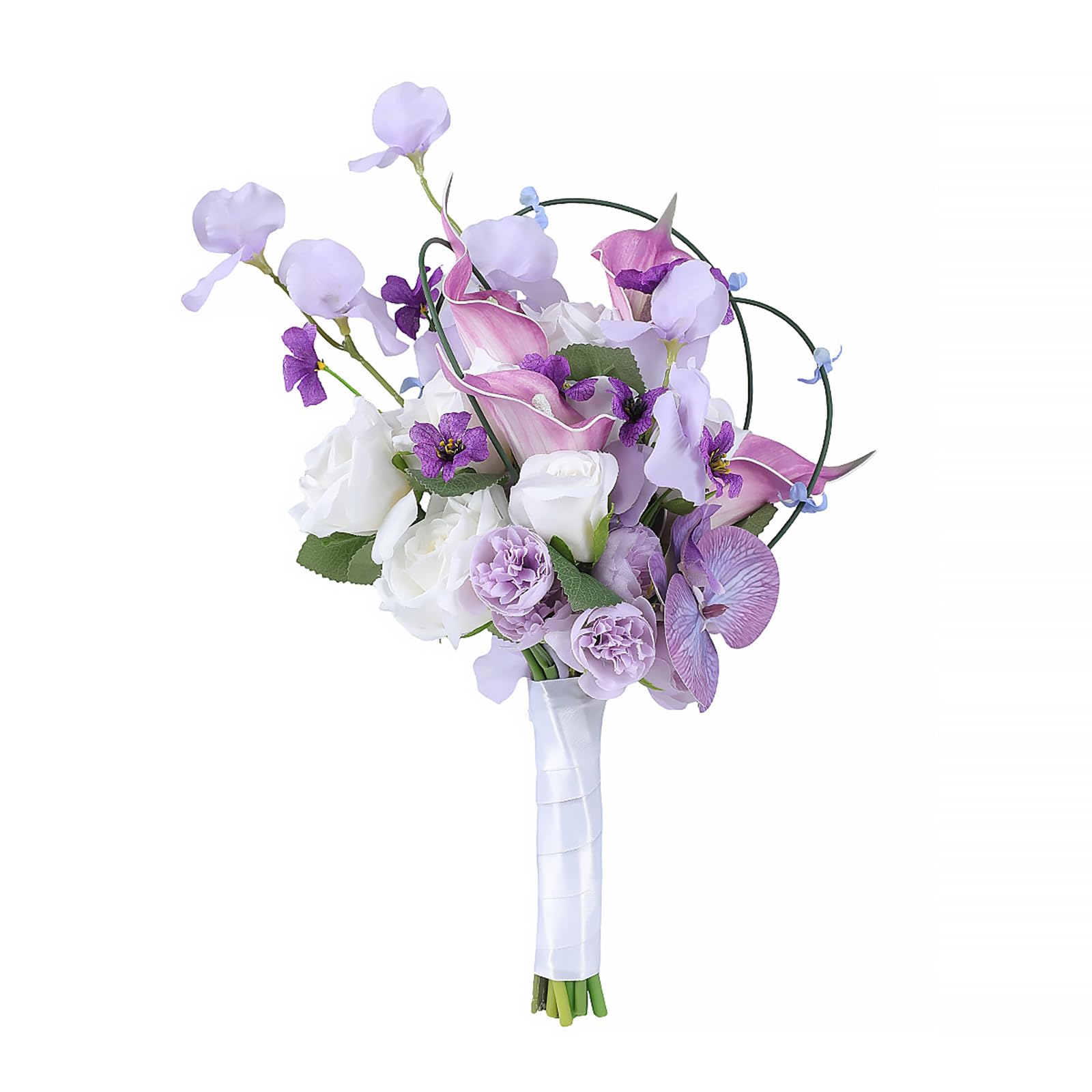 ZEPFJHE Floral Bouquet Silk Wedding Arrangement Lightweight Calla Flowers for Bride Bridal Party Decoration Artificial Silk Calla Bridal Bouquet Flower Accessory