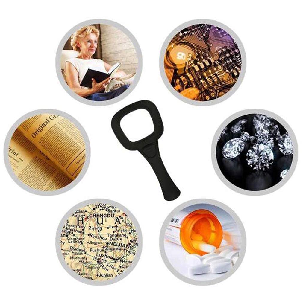 Lupa de Mano con luz LED, Lupa de Mano con iluminación LED, 3 aumentos, la Mejor Lupa con Luces para Personas Mayores, Lectura, Pasatiempos, Manualidades, Oficina, mapas, Joyas, me