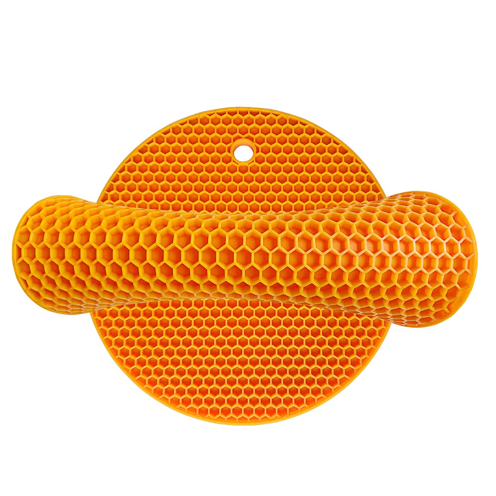 PTAPIPI Salvamanteles de Silicona para Ollas Calientes (Pack de 2, Ø18cm) – Protector de Encimera Resistente al Calor, Posavasos Cocina y Lavavajillas (Naranja)