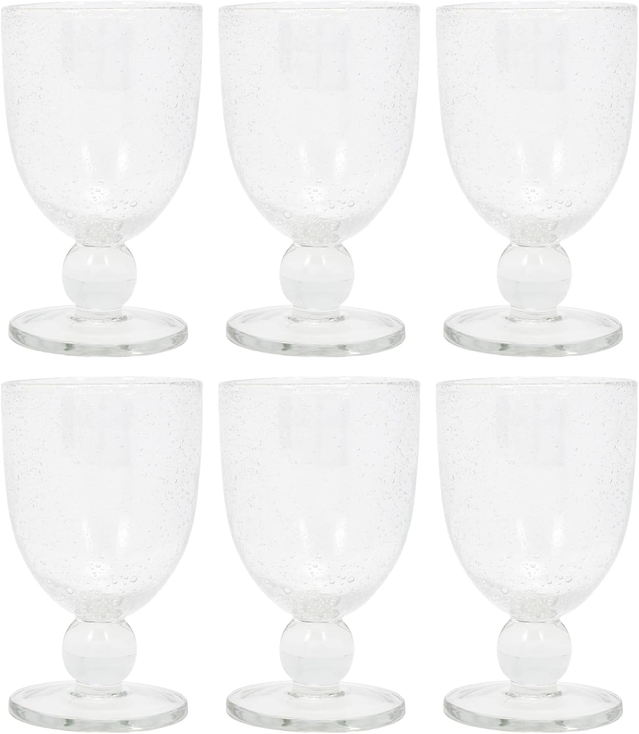 TAG True Living Classic Clear Bubble 10 ounce Glass Goblet Set of 6, Short