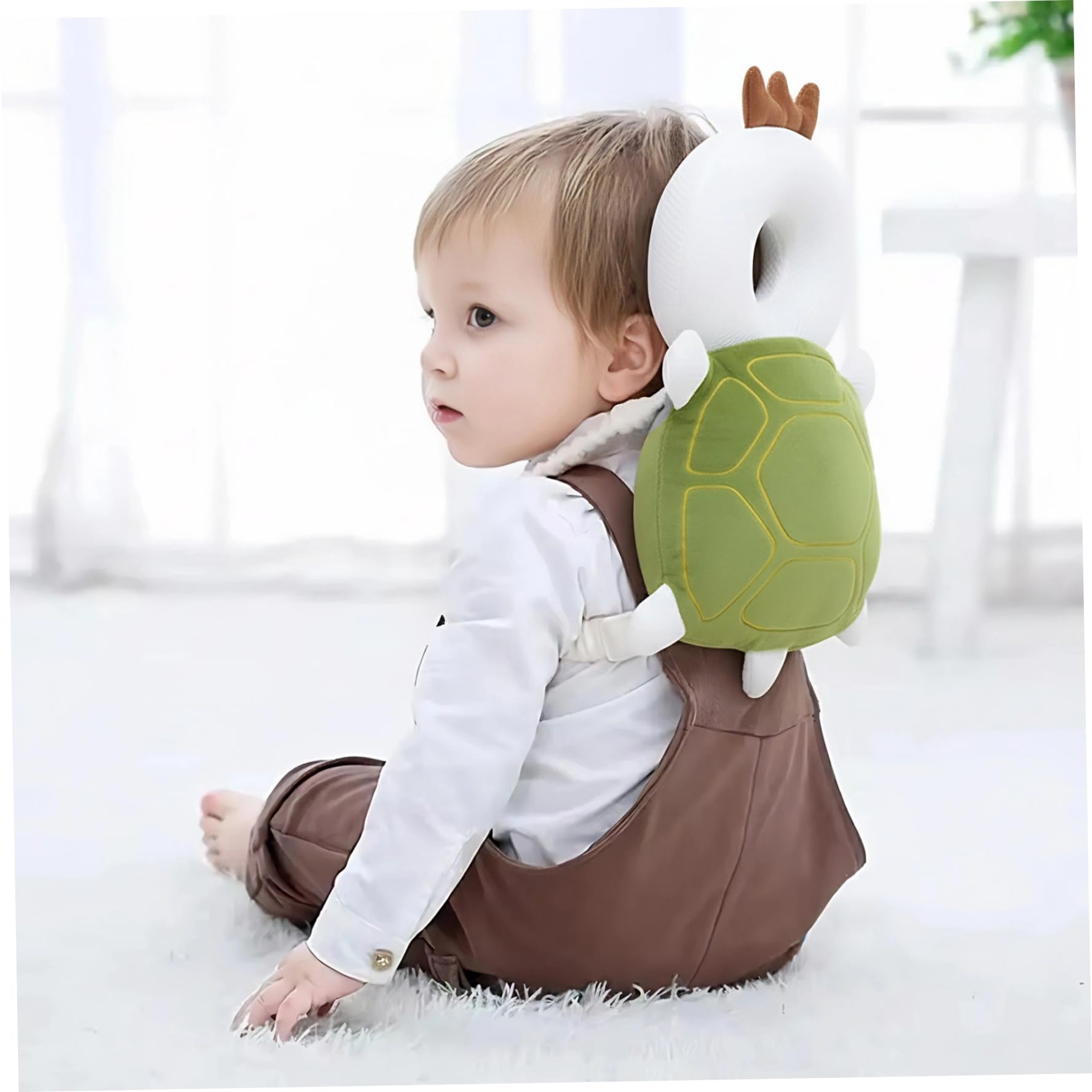 Sac à dos pour bébé - Tortue douce - Protection de tête avec sangle réglable pour marcher et ramper en toute sécurité