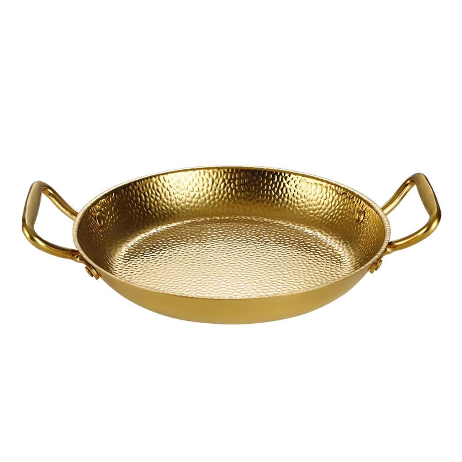 TQUXNGA Double Handle Stainless Steel Paella Pan with Hammered Finish Kitchen Cookware for Home Cooking and Parties Hammered Texture Pan