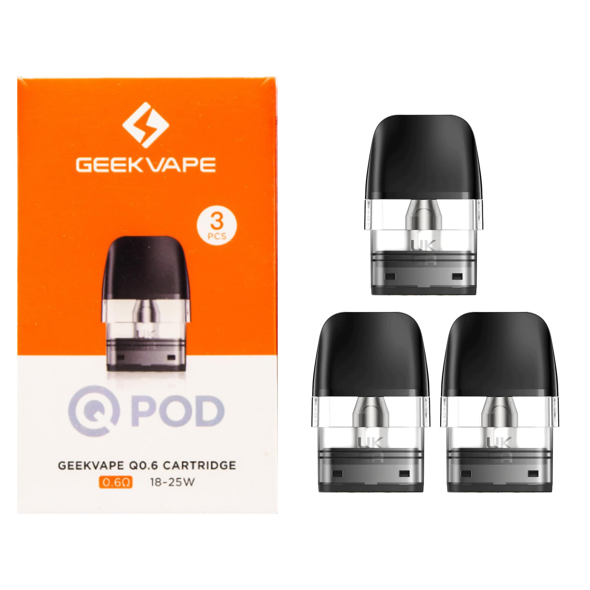 Sonder Q Vape Pods 0.6 for Geekvape Sonder Vape Kit Geekvape Sonder Q Kit, Q Pods Refillable Pod 2ml Cartridge Wenax, No Nicotine, 3 pack 0.6ohm