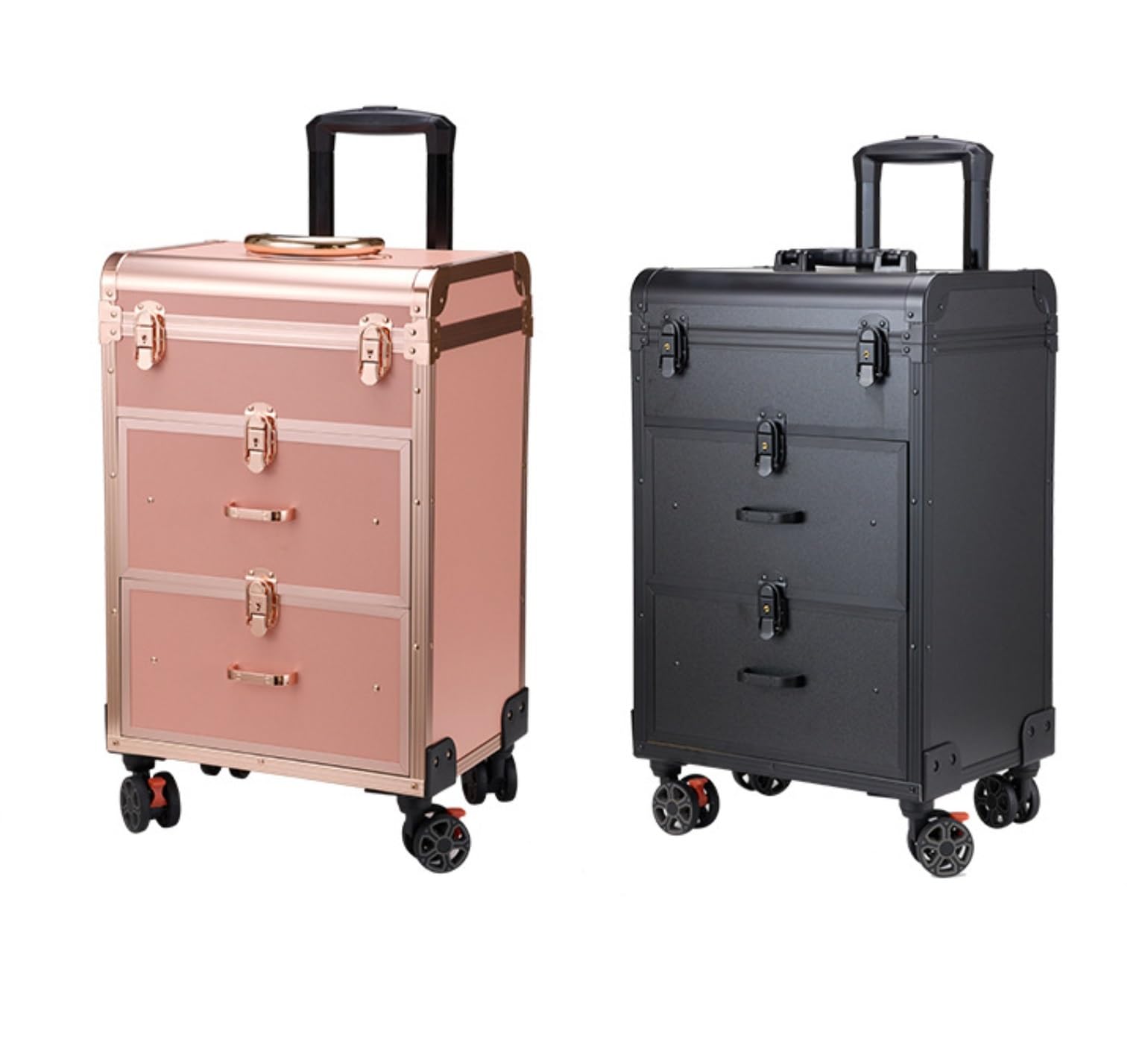 Estética Estuche De Maquillaje con Ruedas Y Cerradura For Salón, Carrito Peluquería, Organizador Viaje, Herramientas Carrito(Black)