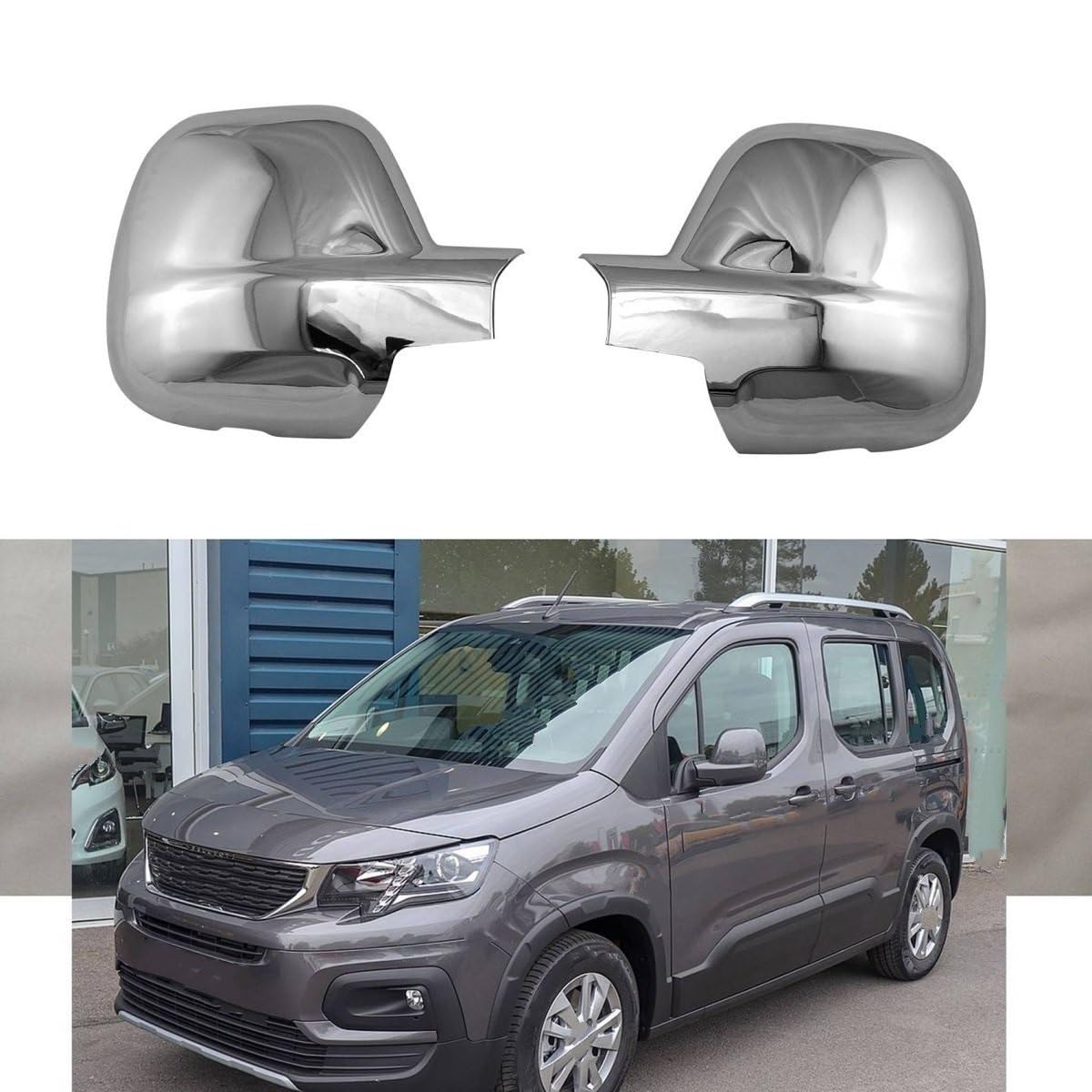 Cubierta Espejo Retrovisor Citroën Berlingo III 2012-2018 - Cromo Plata, ABS, Fácil Instalación