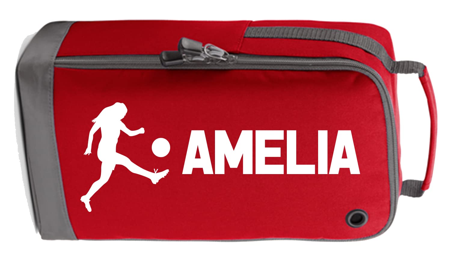 Girls Personalised Name Boot Bag Football Boots Children's Sports Bags Rugby PE Gym Kit Back to School for Kids (Red)