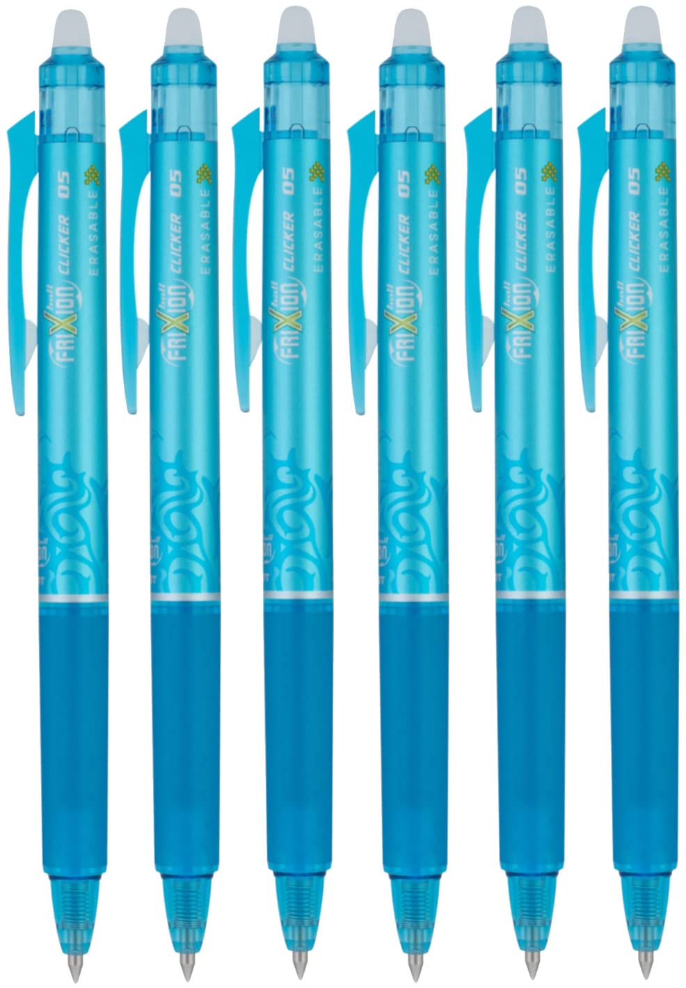 PILOT FriXion Ball Clicker Erasable Gel Ink Retractable Pen, Extra Fine Point, 0.5mm, Turquoise Ink, 6 Count