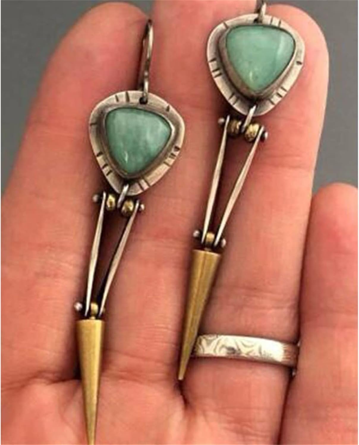 ONLYJUMP Handmade Retro Bohemian Geometry Earrings Bohemia Tribal Ethnic Earrings Long Turquoise Drop Dangle Earrings for Women Creative Jewelry Gifts - Image 7