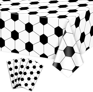 4Pcs Soccer Tablecloths, Soccer Pattern Party Table Cover, Rectangular Grass Tablecloths for Kids Soccer Theme Fan Sports Event Game Day Soccer Birthday Party Supplies, 51 x 86.6 Inch