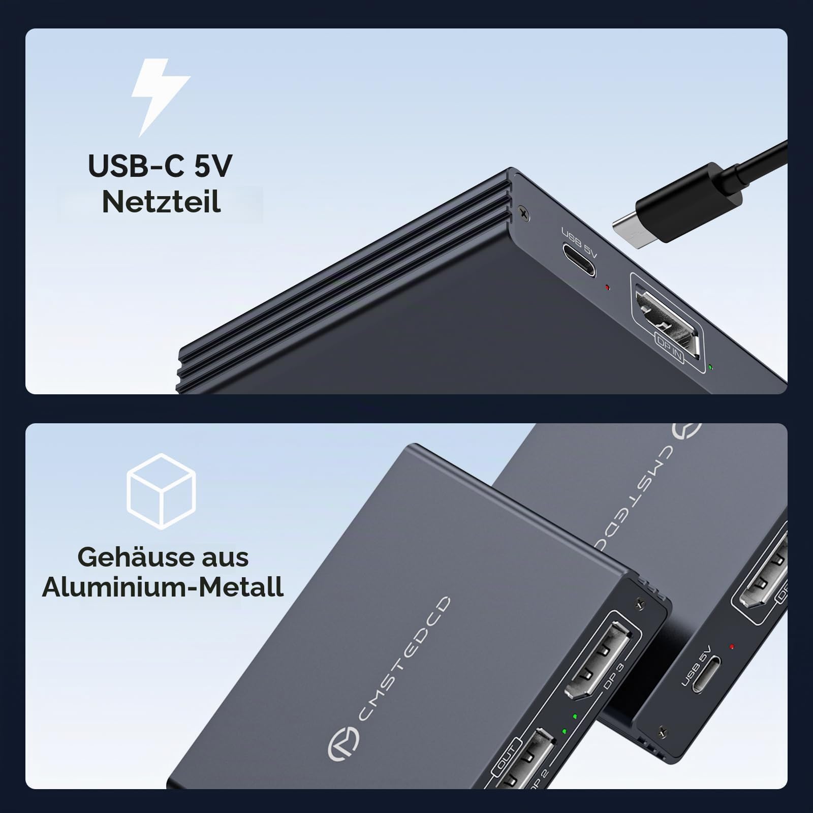VEDINDUST DisplayPort Splitter fur 3 monitore 4K60Hz DisplayPort zu Dreifaches DP Splitter 1 In 3 Out Unterstützt SST und MST Extended Display Nur für Windows