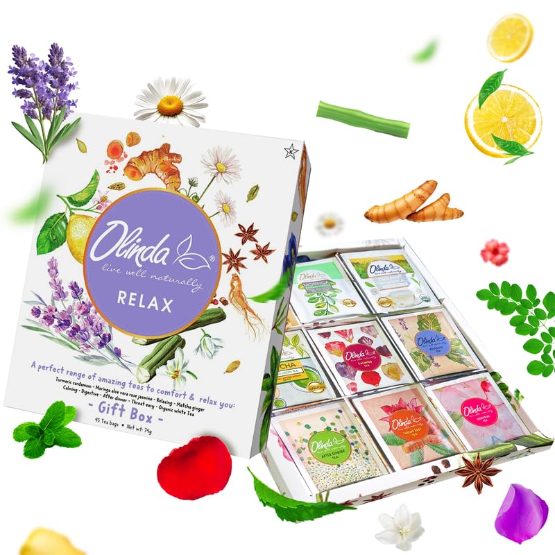 Amazon.com : Olinda Relax Tea Sampler Herbal Gift Box 45 Count