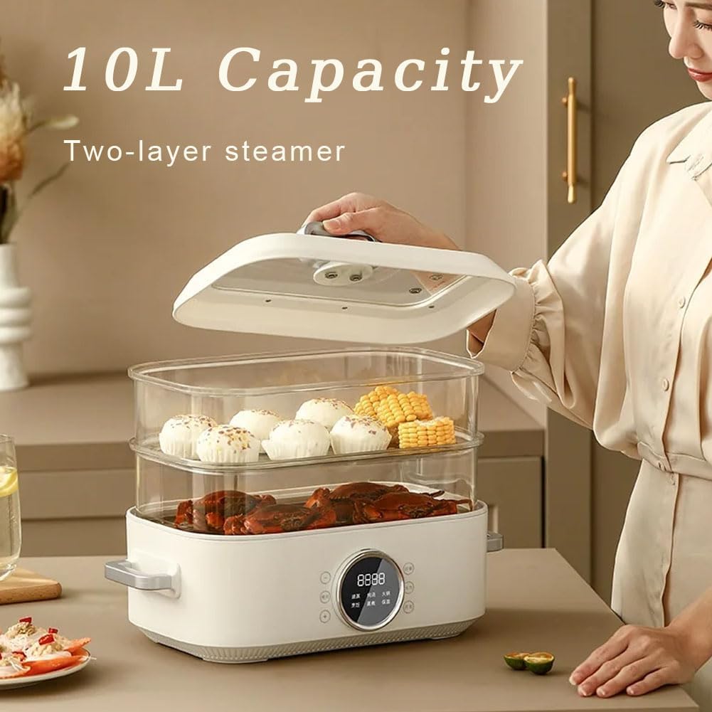 1350W 10L SCARPAGGIO DUPPO USA E Pot Caldo | Piroscafi in Ceramica a Doppia Zona e Acciaio | Separazione dell'Acqua Pulita/Sporca | per Gnocchi di zuppa, Patate Dolci, Verdure