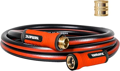 YAMATIC Manguera de jardín corta de 15 pies x 58 pulgadas, extensión de manguera líder 2 en 1 de doble uso con conector de latón macizo, ligera para