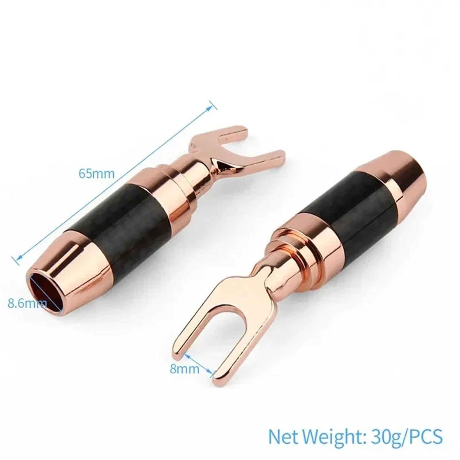 Banana Y U Shape Screw Fork Spade Bananas Connectors Audio Electronics Speaker Connector Gold Rhodium Plated(1PCS,Silver)