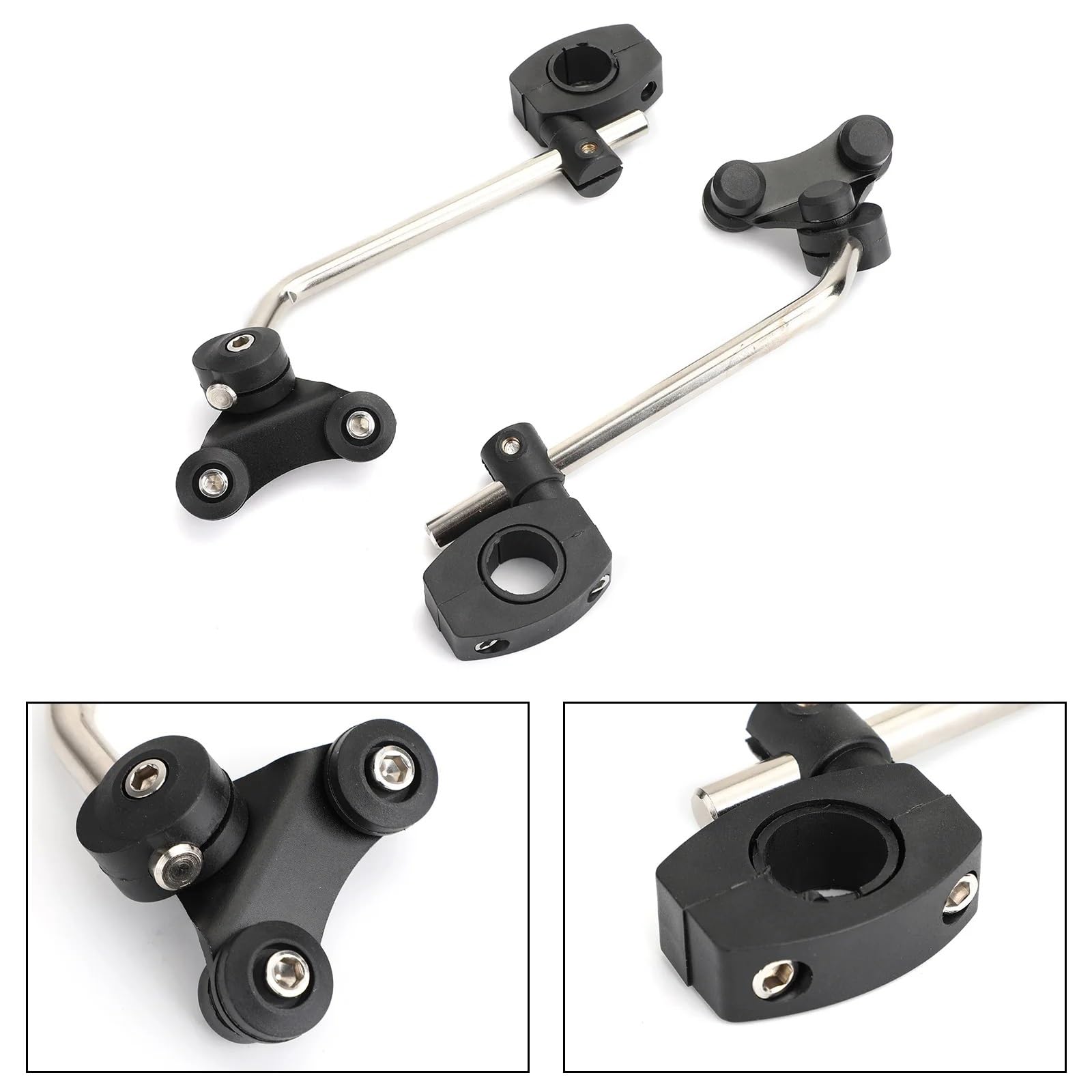 Moto Pare-Brise Avant Support Montage Pare-Brise Guidon Moto Universel 7/8" 22 Mm Déflecteurs Vent Moto(Noir)