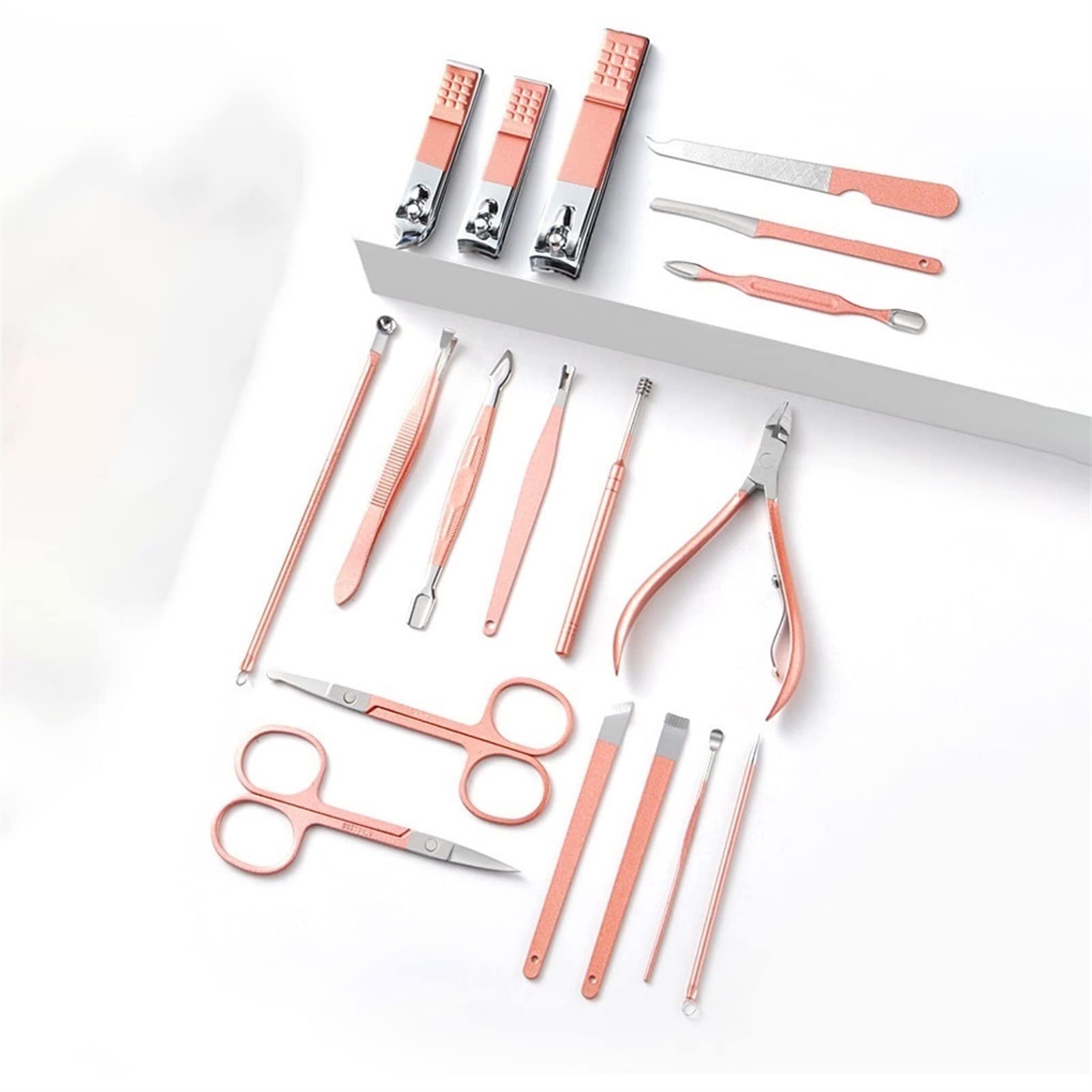 Zestaw obcinaczy do paznokci Zestaw do manicure Zestaw do pielęgnacji ciała Profesjonalny zestaw do pedicure Zestaw kosmetyczny Narzędzia dla przyjaciół i krewnych (różowe złoto) (Rozmiar: M-12-części