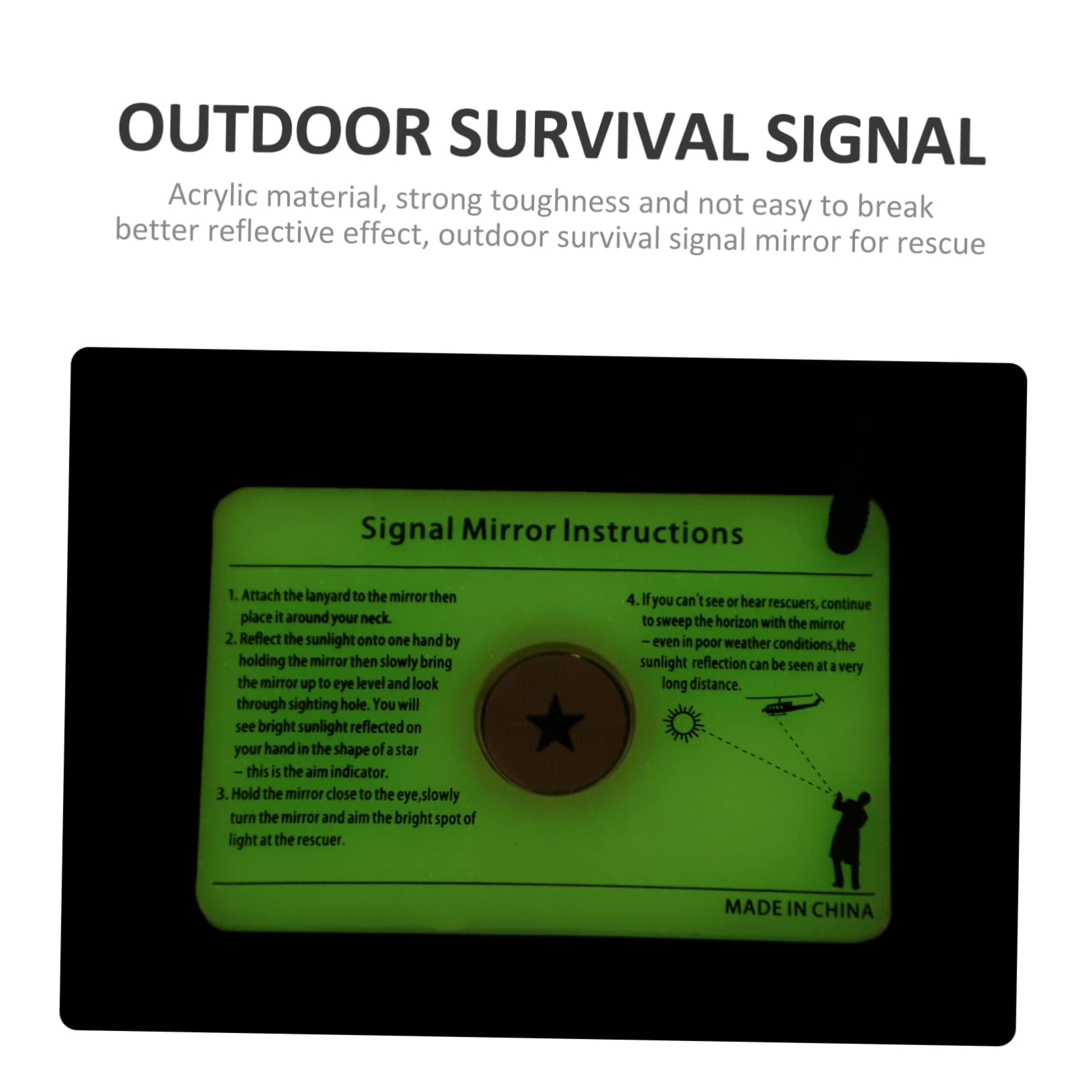 Abaodam Miroir de Signal pour Urgences Plein Air Miroir Réfléchissant pour Camping et Randonnée avec Corde de Suspension