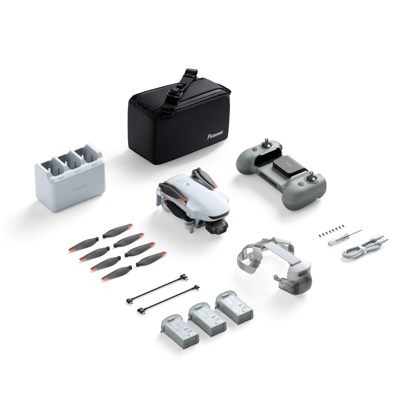 Potensic ATOM 3 Drones con Camara 4K Profesional, Vídeo HDR 4K/60fps, Foto 8K, Sensor 1/1,3”, 3 Baterías 120 min de Vuelo, 16 KM Transmisión, Seguimiento IA 2.0, Med-Tele, QuickShots, < 249g, Dron, C0