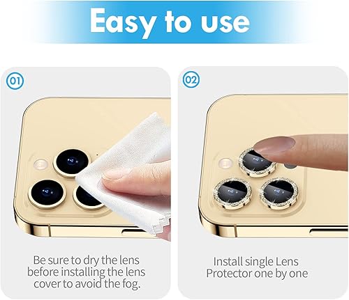 Miniatura 207 de Xfilm Protector de lente de cámara Bling para iPhone 14 Pro/14 Pro Max, dureza 9H a prueba de rayones, protector de anillo individual de metal