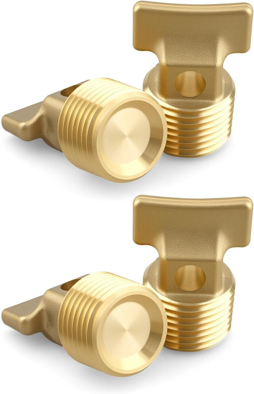 Boat Drain Plugs 1/2" NPT Solid Brass Drain Plugs Commonly Used in Boat Hulls Solid Brass Hull Spare Garboard Plug, 4 Pcs