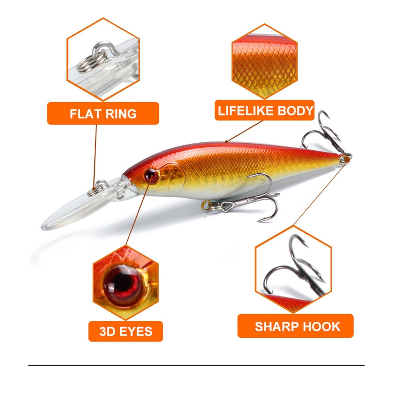 INEOUT 8 Sztuk Minnow Przynęta Wędkarska Woblery 10.3g 11cm Szczupak Karp Akcesoria Wędkarskie Woblery Twarda Przynęta Pływające Kotwiczki Crankbait