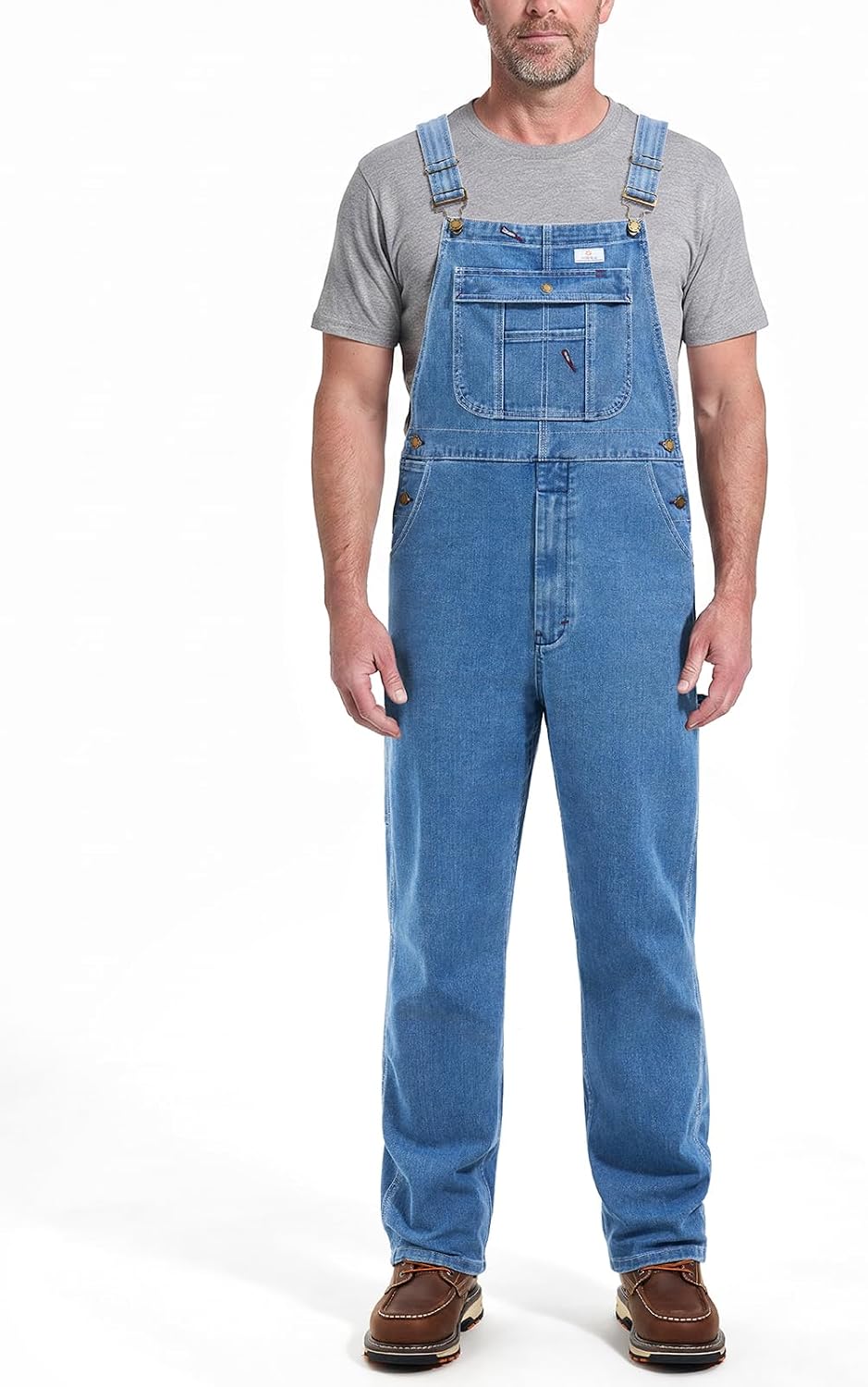 HISEA Mens Denim Bib Overalls, Men's Regular Fit Overall Flex Workwear with Adjustable Straps and Convenient Tool Pockets