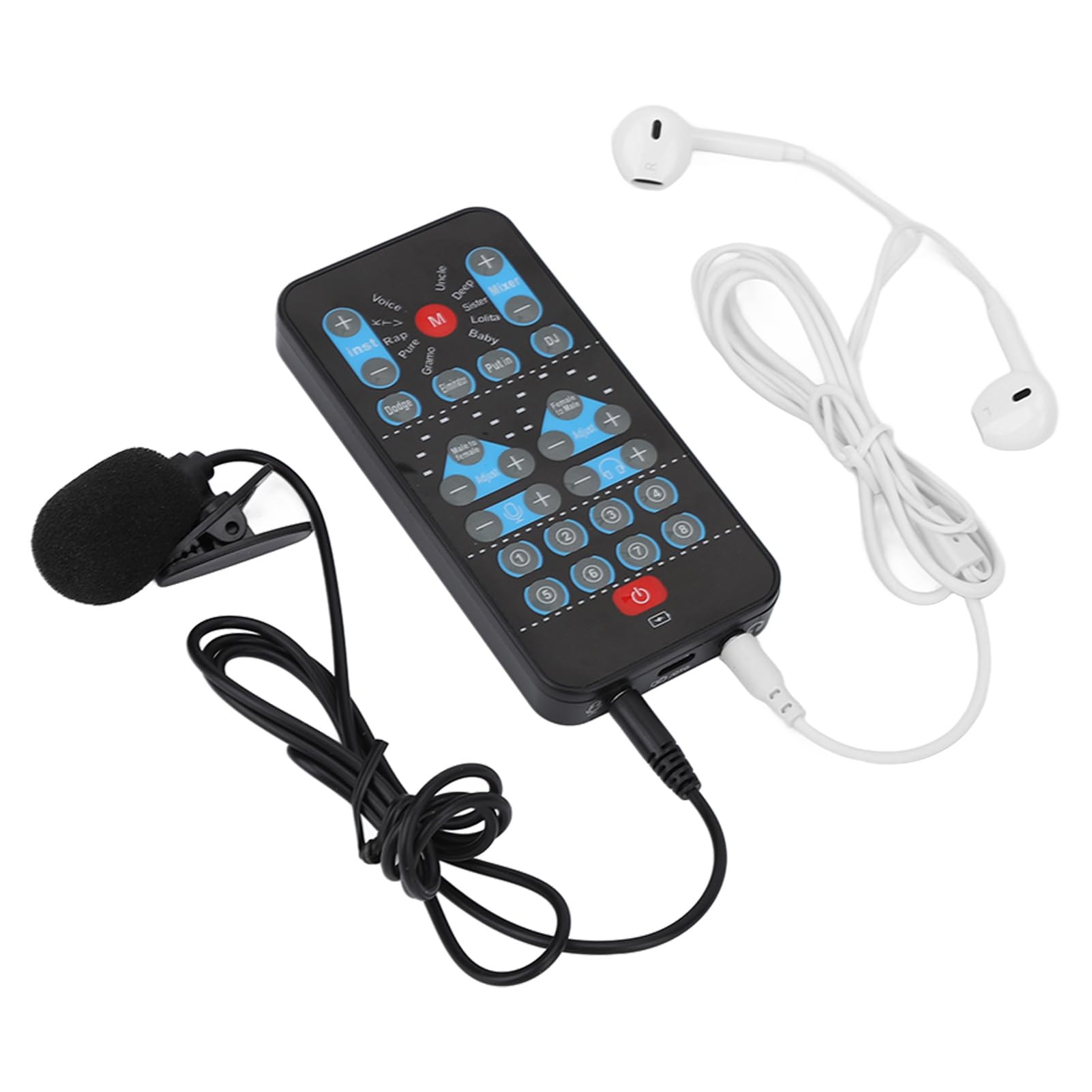 Voice Changer Mini Portable External Voice Changing Device, 8 Sound Effect Live Sound Card Voice Changer with Microphone Earphone and Data Cable for Mobile Phone Computer-image-15