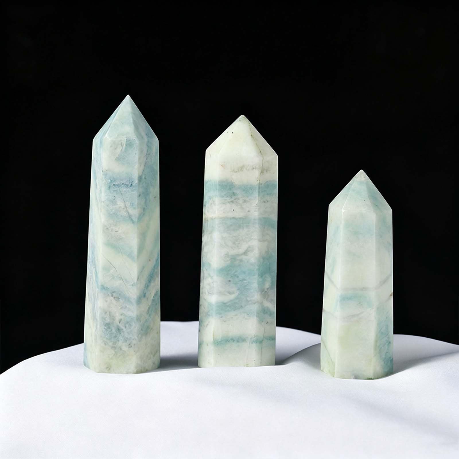 Increíble Varita de Cristal de Encaje Azul con Piedras Preciosas