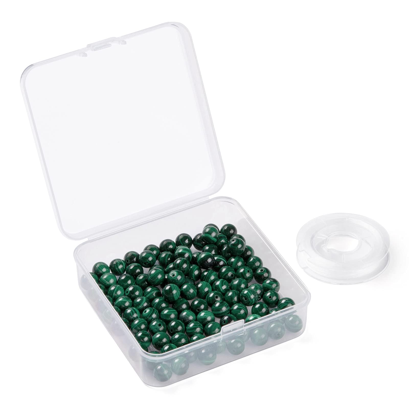 BEEFLYING 100 pz 8mm Malachite Naturale Perline Rotonde Lucido Perline di Pietre Preziose Sciolte per Orecchini Braccialetto Fai Da Te Collana Kit di Gioielli Che Fanno