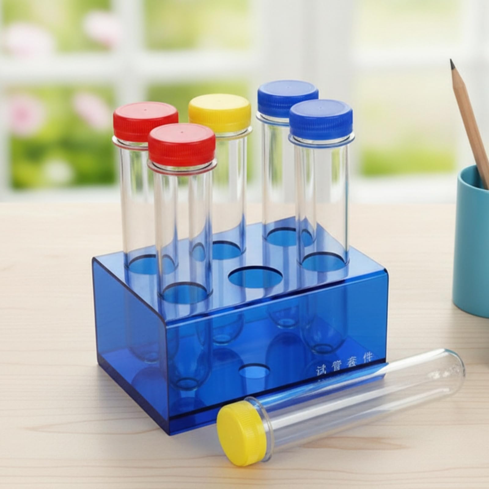 Reagenzglas-Set transparent Reagenzgläser mit Schraubverschluss auslaufsicher Reagenzglashalter mit Röhrchen für Heimunterricht