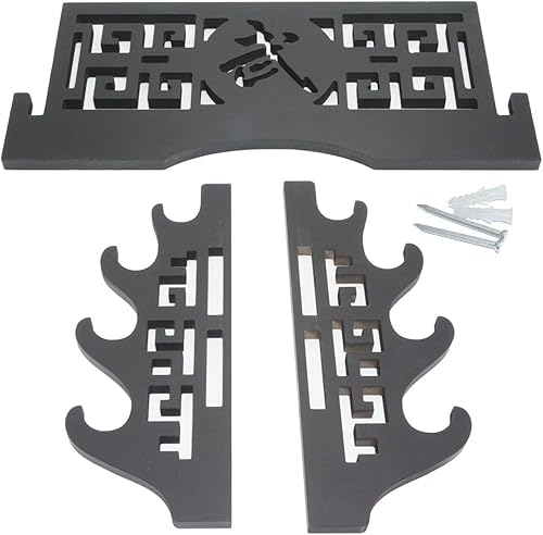 Miniatura 5 de Soporte de espada, soporte de pared, soporte de exhibición samurái, patrón hueco para Katana Wakizashi y espadas estándar, Bushido de 4 niveles