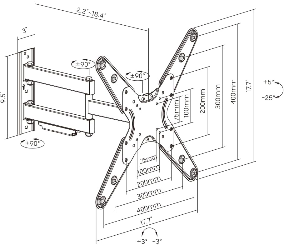 Miniatura 9 de ynVISION.DESIGN Soporte de pared articulado para TV resistente a la intemperie para exteriores compatible con Samsung Terrace y más  televisores de