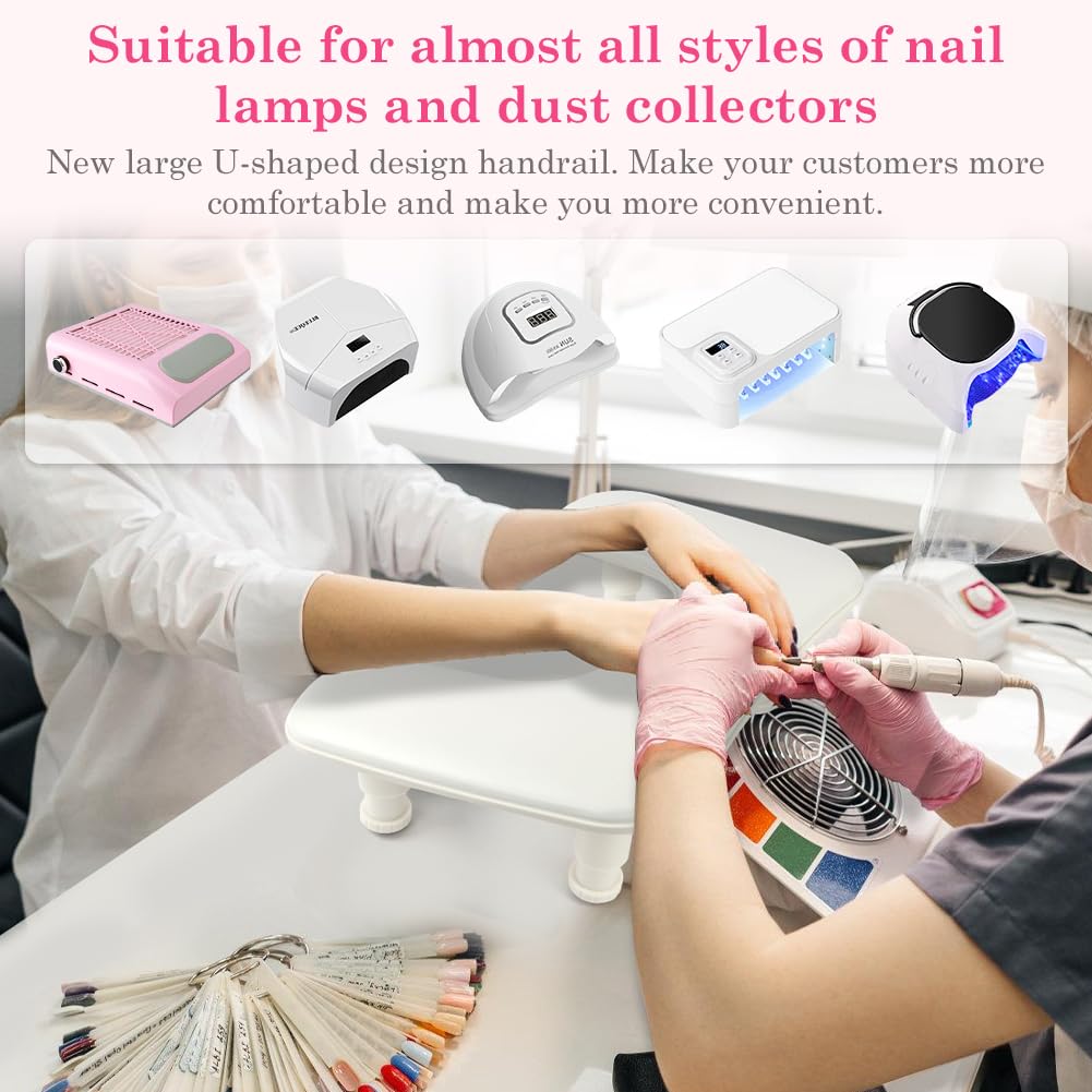 HOTUT Handauflage Nagelstudio, U-förmige Handgelenkauflage Armlehne Nagel, Höhenverstellbar Handkissen Maniküre, Rutschfeste Wrist Rest für Nageldesign für Nageltechniker - Weiß