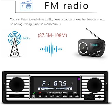 Car Stereo with Bluetooth, Car Radio with USB/SD/AUX Port, Car Audio FM Radio, Digital MP3 Player, Handsfree Calling with Wireless Remote Control