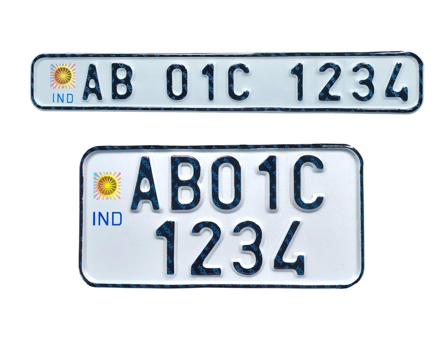 Custom Bike Number Plate Set – IND Style | Non-HSRP | Reflective White | Aluminum Metal | Front 28.5x4.5 cm & Rear 20x10 cm Motorcycle License Plate for All Two-Wheelers-image-20