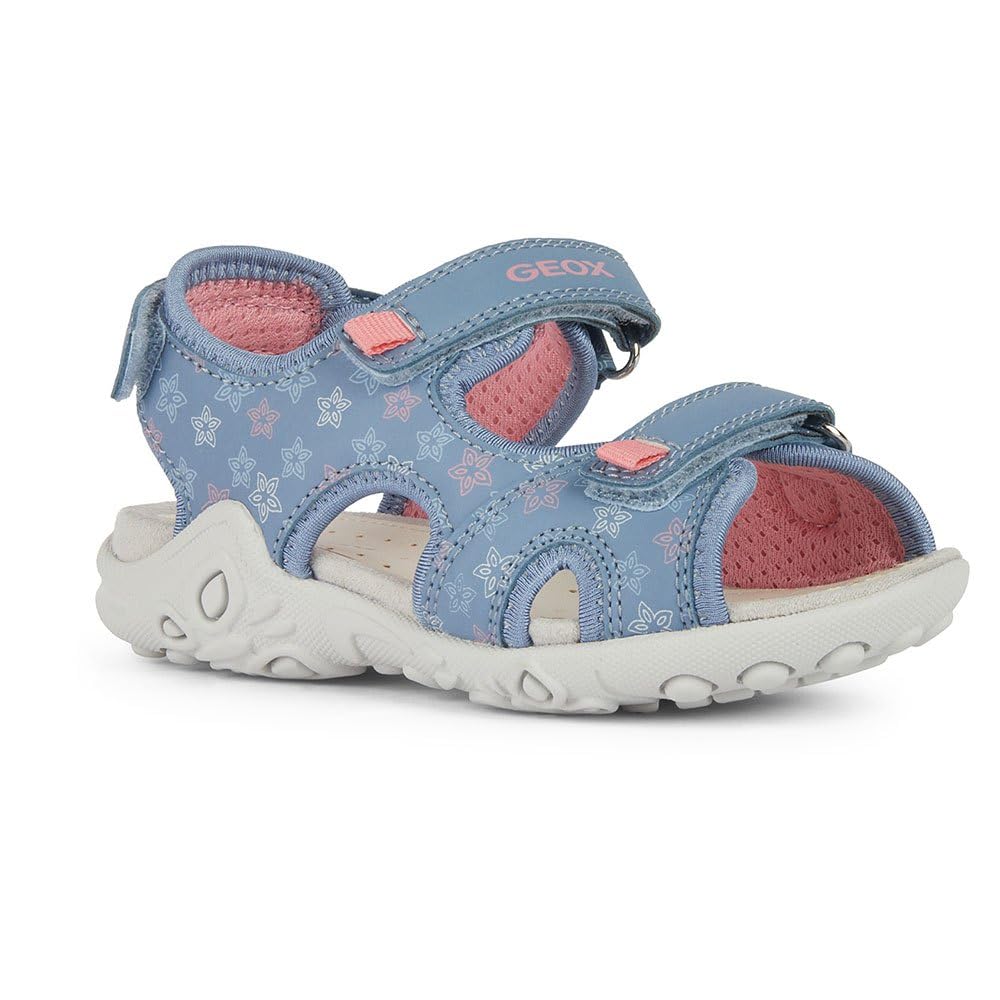 Geox Ragazza J Whinberry G Sandal, Dk Sky Lt Coral, 35 Eu-image