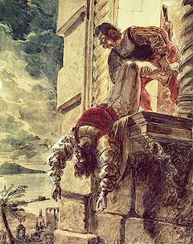 Lienzo El asesinato de Andrés de Hungría 60x90cm reproducción de la obra de Karl Bryullov