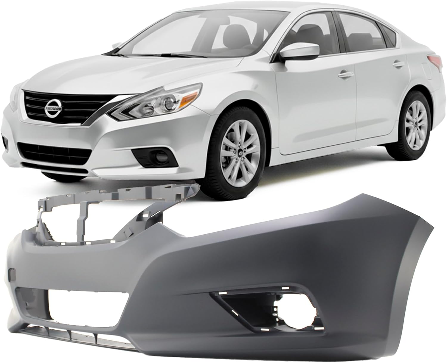FitParts Compatible with Front Bumper Cover Fascia 2016-2018 Nissan Altima SL SR S SV S8. New Primed Without Sensor Holes, With Fog Light Holes. NI1000311 620229HS0H