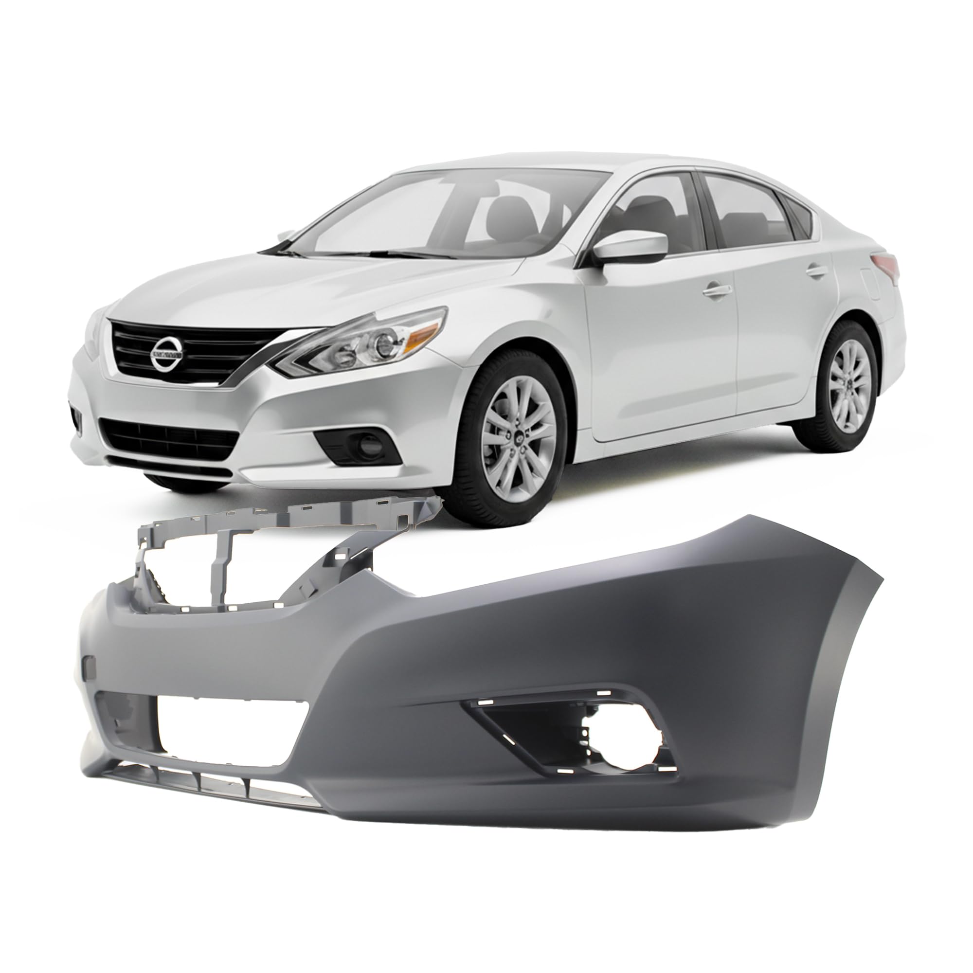 FitParts Compatible with Front Bumper Cover Fascia 2016-2018 Nissan Altima SL SR S SV S8. New Primed Without Sensor Holes, With Fog Light Holes. NI1000311 620229HS0H