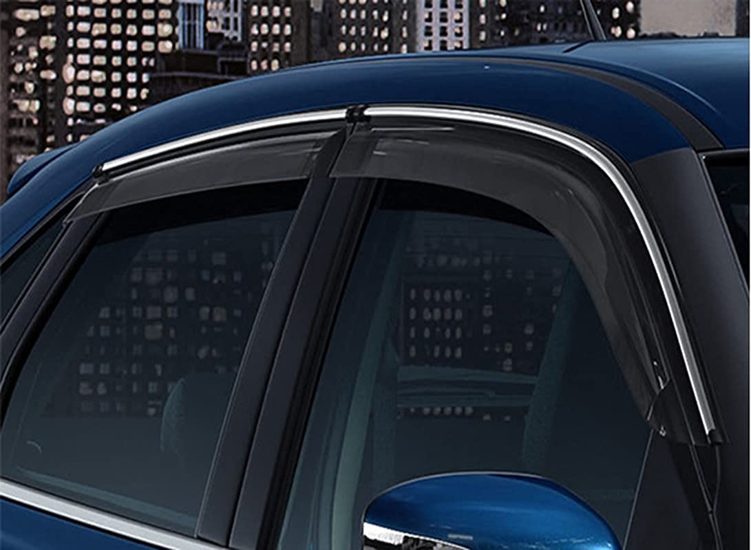 Car Rain Wind Door Visor with Chrome Lining Side Window Deflector Cum