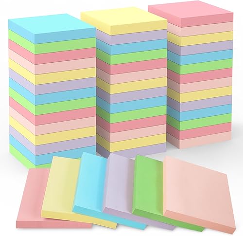 Miniatura 1 de Notas adhesivas de 3 x 3 pulgadas, 48 blocs en 6 colores pastel, bonitas notas adhesivas, blocs de notas adhesivas para oficina, hogar, escuela,