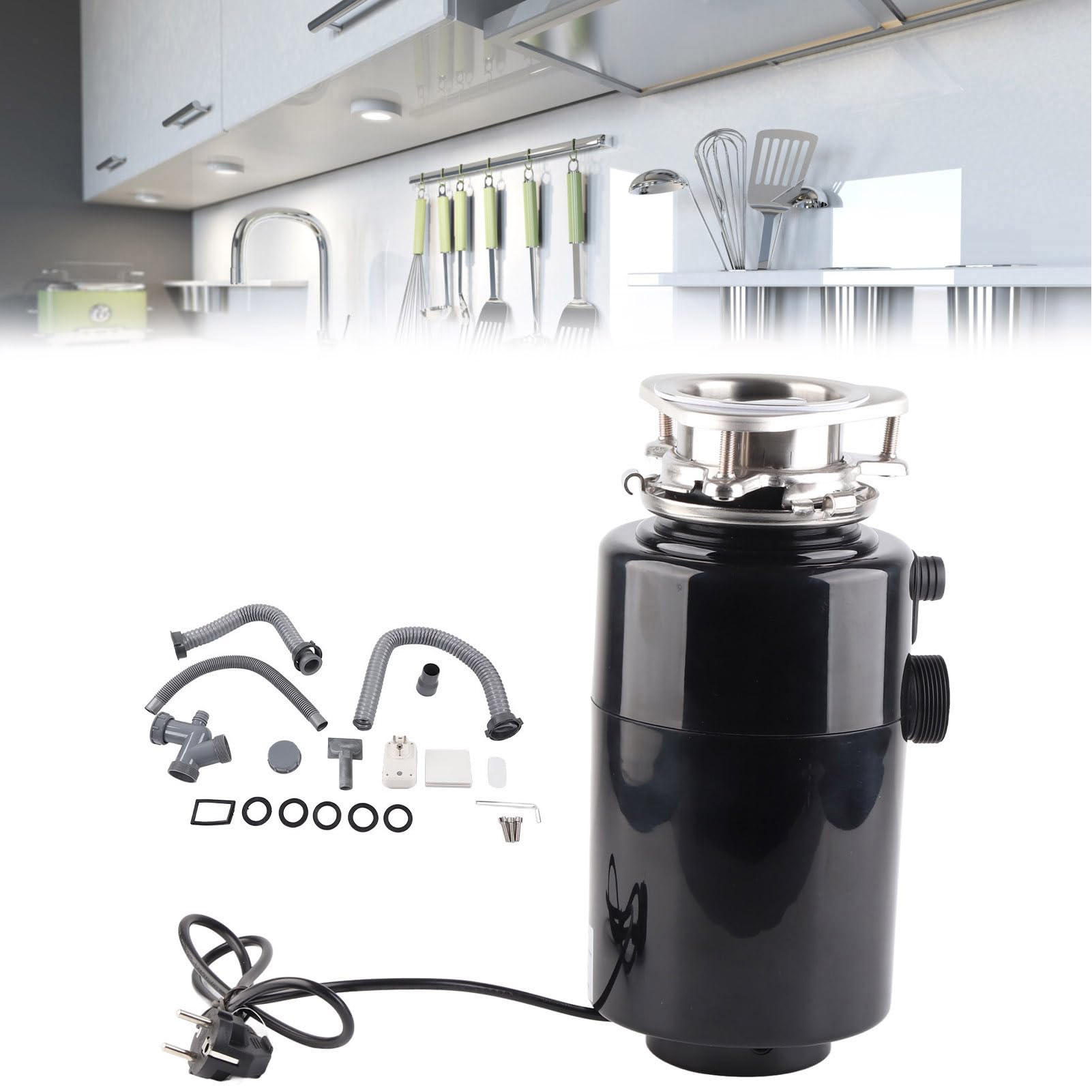 Triturador de Residuos de Cocina, Trituradora de Eliminación de Basura de Alimentos con Motor CC de Alta Velocidad de 1 con Control Remoto y Tecnología de Molienda de (Enchufe europeo)